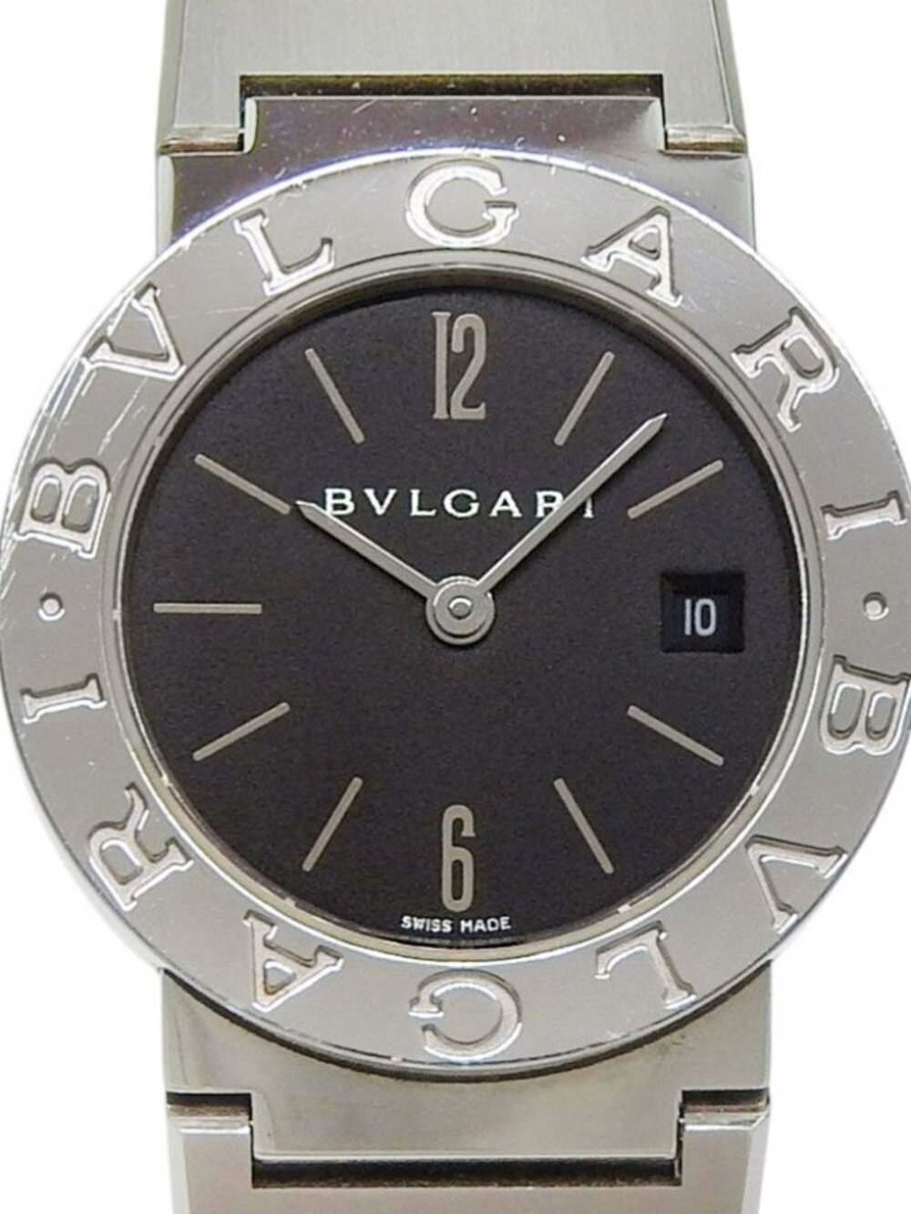 Bvlgari Stainless Steel Silver Kuo Analog Display Black Dial Watch